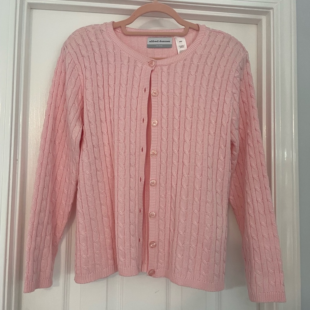 Alfred Dunner Pink Cable Knit Sweater